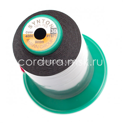 Нитки мультифиламентные повышенной прочности №30 SYNTON ЧЕРНЫЙ, полиэстр намотка 900 метров
